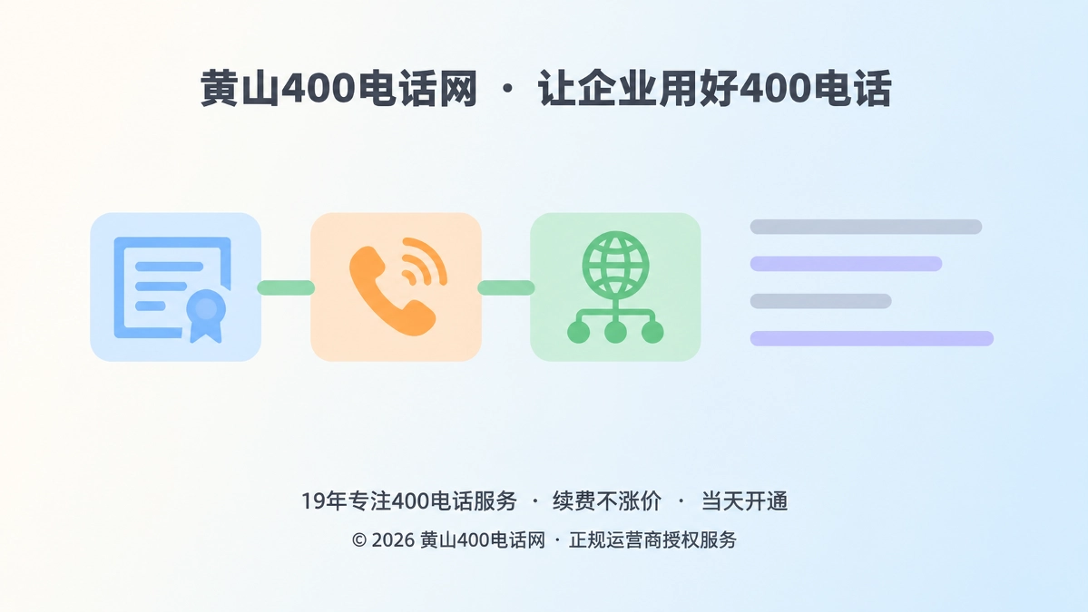 黄山企业400电话号码主体与服务承诺长期一致的扁平化示意图